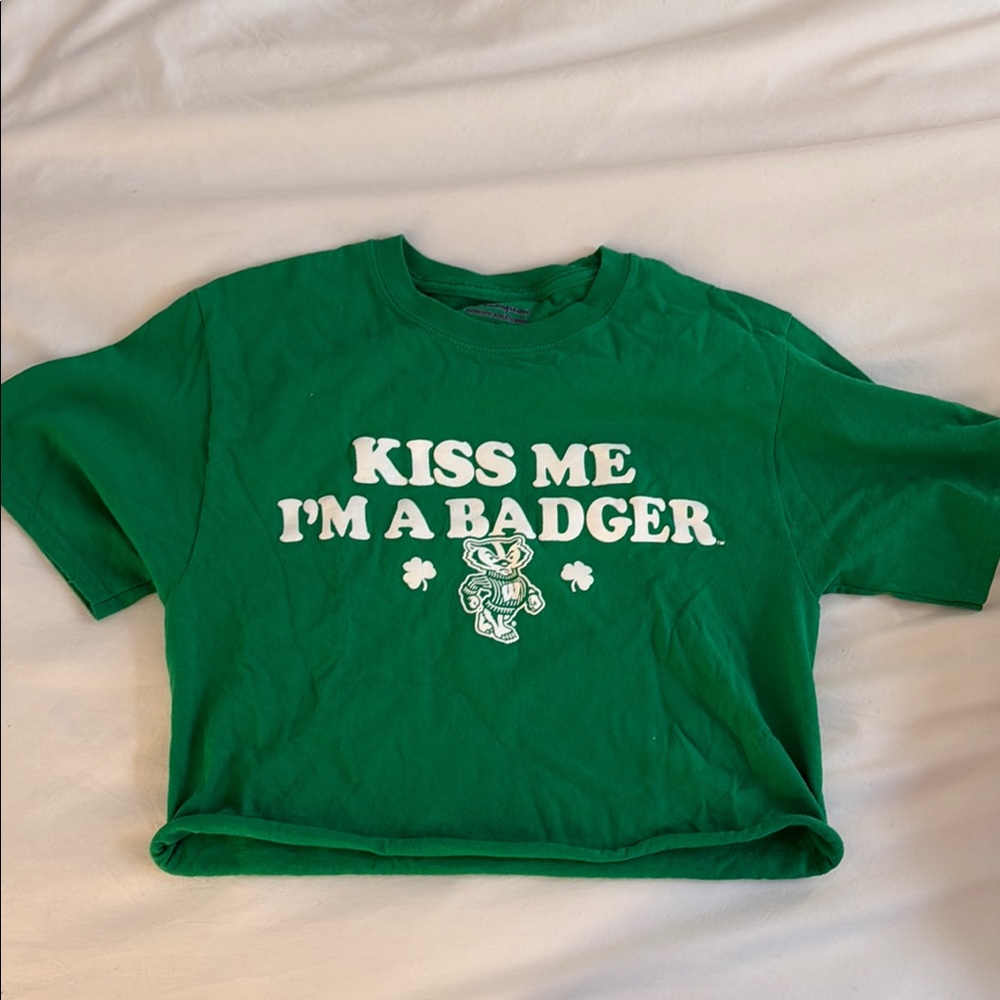 Champion Green Kiss Me I’m A Badger Irish Tshirt Size Small